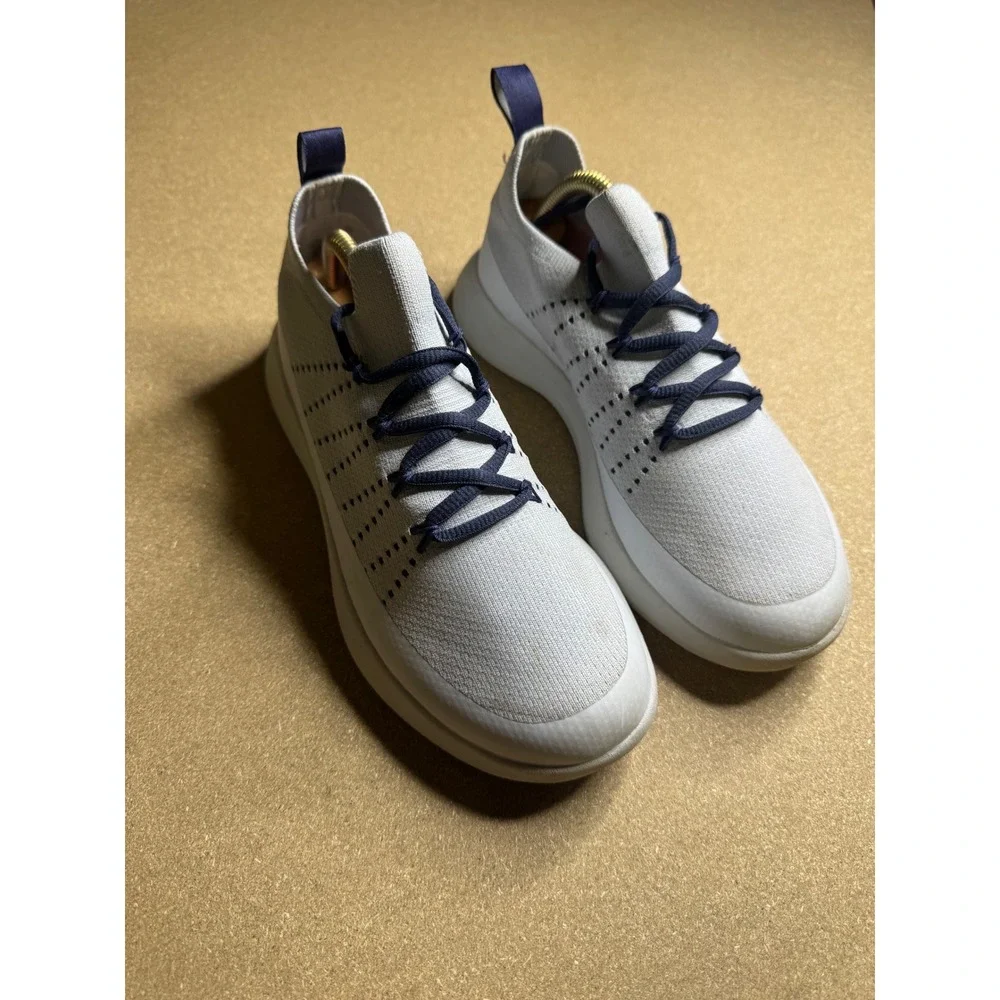 Grundens Sea-Knit Boat Shoes Mens Grey Navy Blue Fishing Sneakers Non-Marking